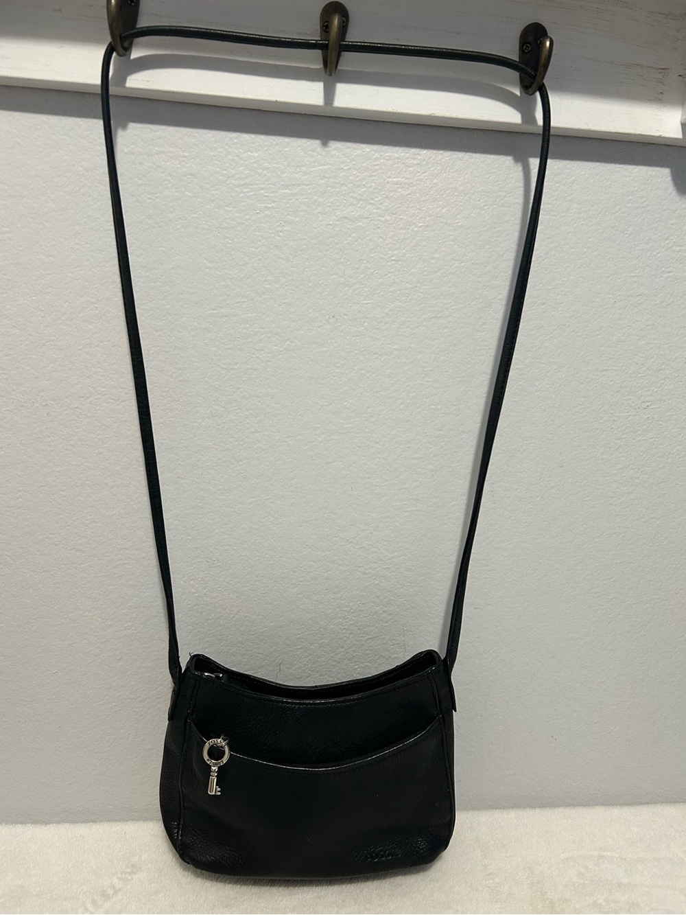 Vintage Fossil Shoulder Bag Black Leather Y2K